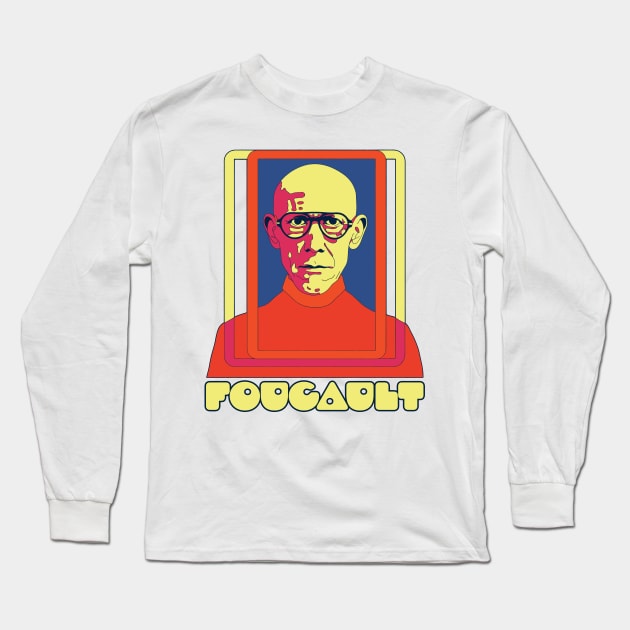 Michel Foucault -- Retro 70s Style Long Sleeve T-Shirt by DankFutura